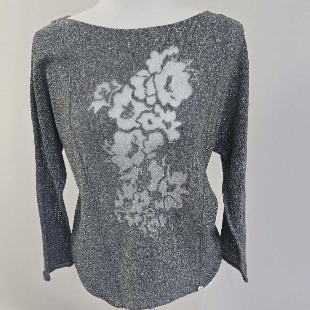Liu Jo Metallic Gray Knit Top